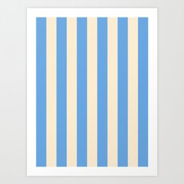 Retro Coastal Blue and White Stripes Art Print