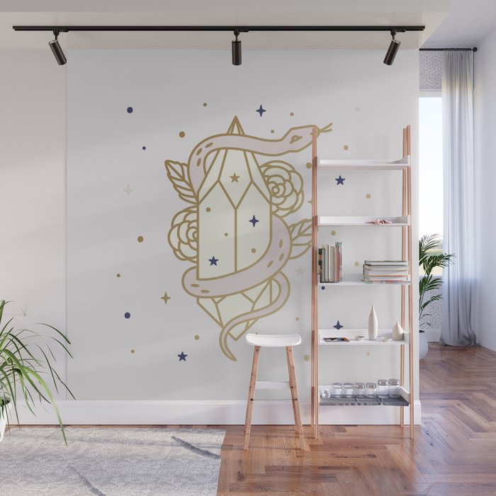 MAGICAL SNAKE AND CRYSTAL - mystic art Wall Mural