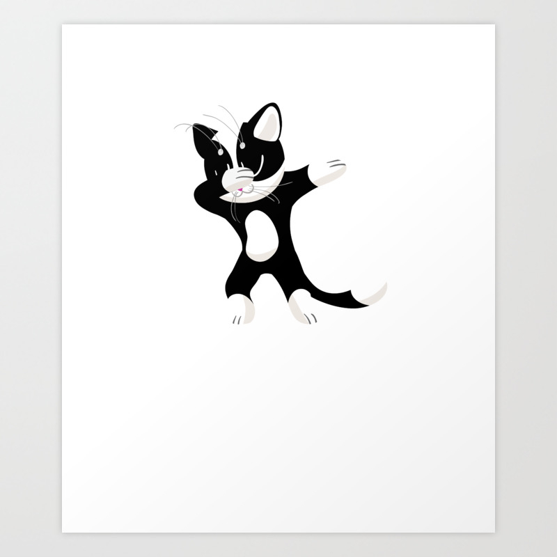 Dabbing Cat Black And White Cat Dab Cat Owner Cat Lover Art Print