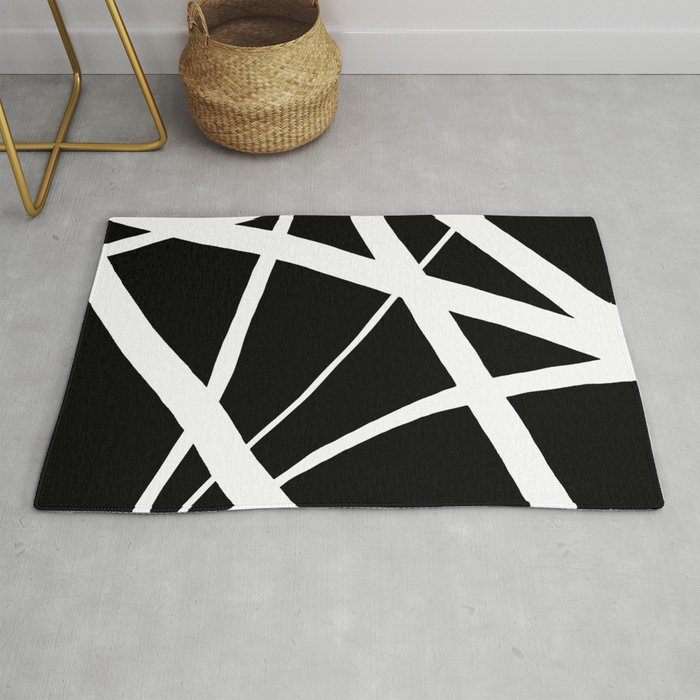 White Rug By Abstract Black And, Black And White Geometric Rug