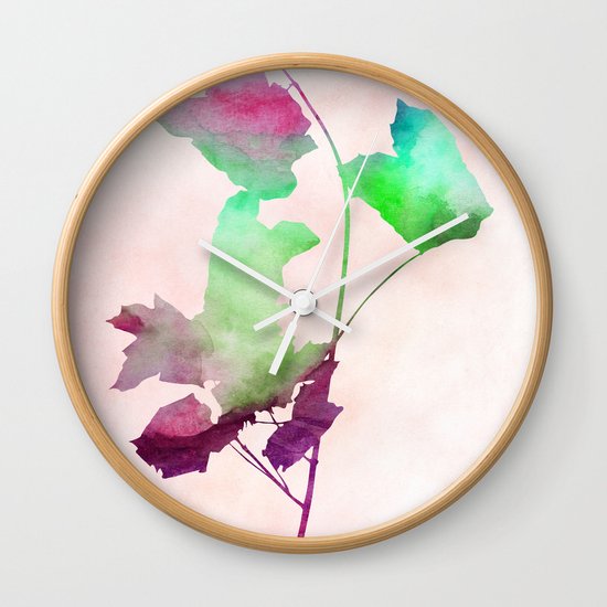 Maple_Watercolor2 by Jacqueline and Garima Wall Clock
