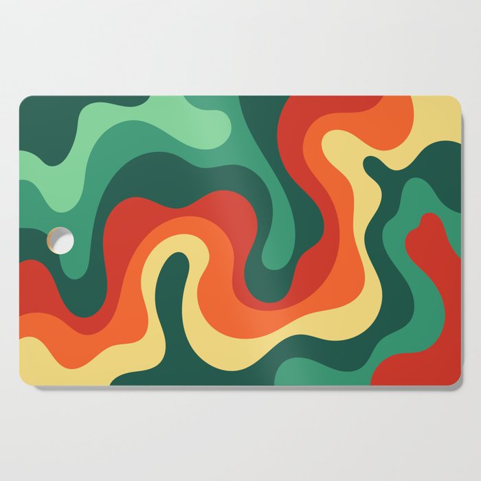 Fluid Swirl Waves Abstract Nature Art In Warm Natural African Color Palette Cutting Board