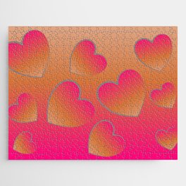 Heartfelt in Coral and Hot Pink Jigsaw Puzzle