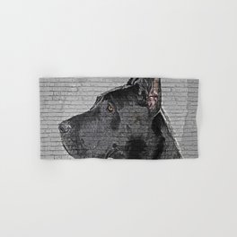 Savage and Cool, Great Dane Dog - Brick Block Background Hand & Bath Towel