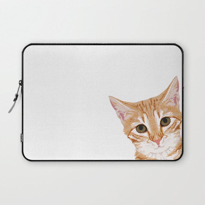 Peeking Orange Tabby Cat Cute Funny Cat Meme For Cat Ladies Cat People Laptop Sleeve By Petfriendly Society6