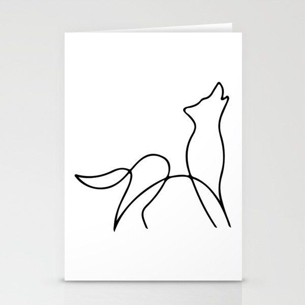 Picasso wolf Art - Minimal wolf Line Drawing Stationery Cards