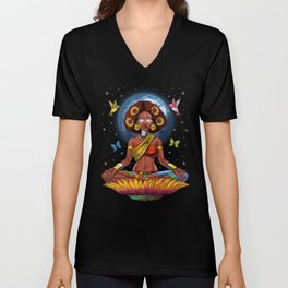 African Woman Hippie V Neck T Shirt