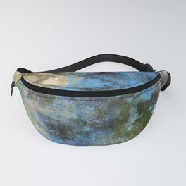 African Dye - Colorful Ink Paint Abstract Ethnic Tribal Organic Shape Art Cream Turquoise Fanny Pack