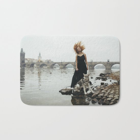 Girl and a wolf Bath Mat