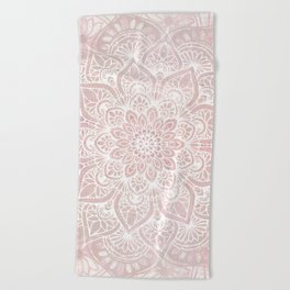 Mandala Yoga Love, Blush Pink Floral Beach Towel