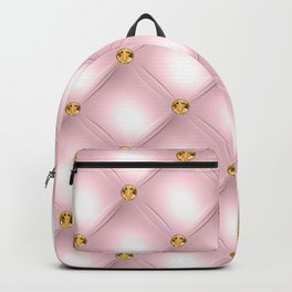 Luxury Tufted Gold Diamond 7 Backpack | Digital, Leather, Gold, Diamond, Quilted, Leatherlook, Graphicdesign, Luxury, Seamless, Pattern 