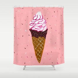Vanilla and strawberry sauce ice cream Shower Curtain