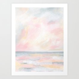 Patience - Pink and Gray Pastel Seascape Art Print
