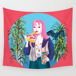 Pizza Girl Wall Tapestry