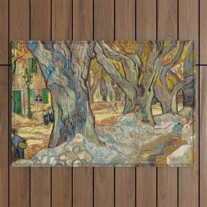 The Large Plane Trees, 1889 by Vincent van Gogh Outdoor Rug