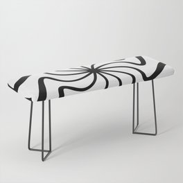 Mid Century Abstract Liquid Lines Pattern - Black and white Bench