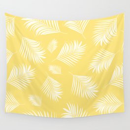 Palm Leaf White Yellow Tropical Pattern Wall Tapestry