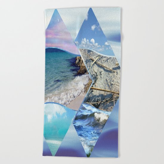 Sea, Sand and Sky Collage Beach Towel
