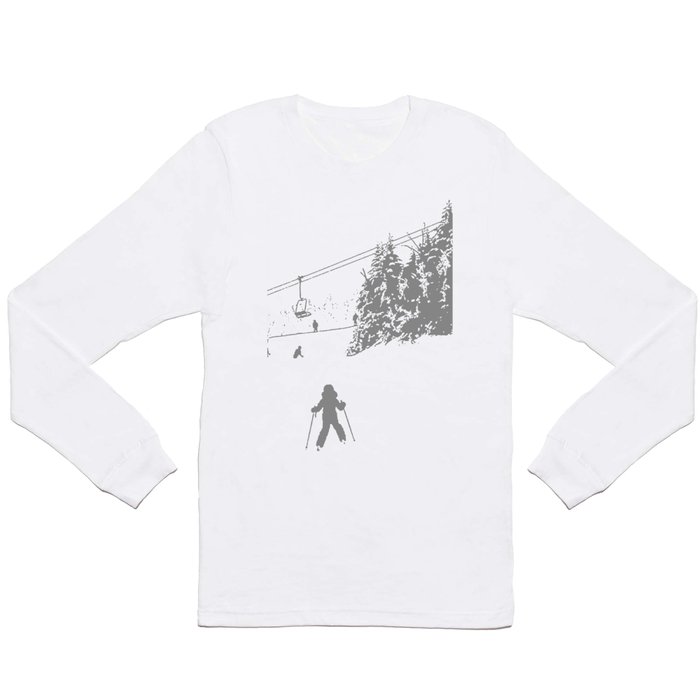 Little Skier - Grey Long Sleeve T Shirt