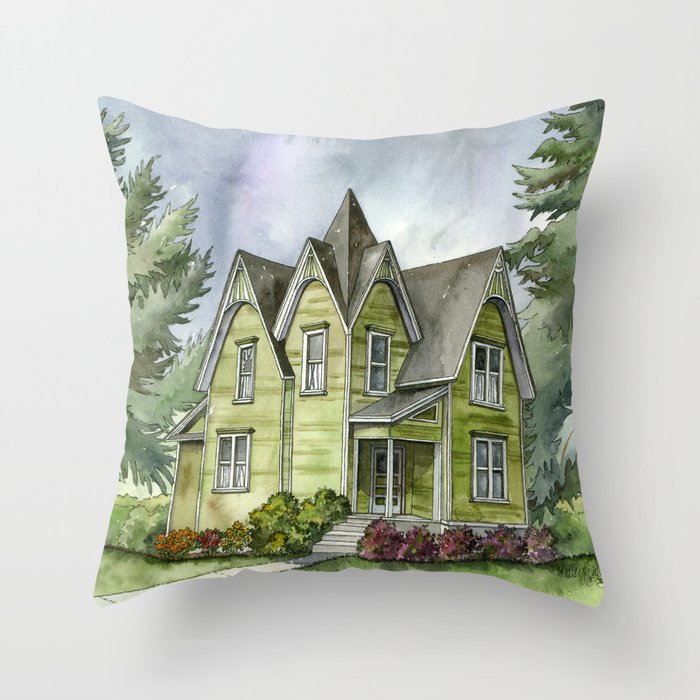 The Green Clapboard House Throw Pillow