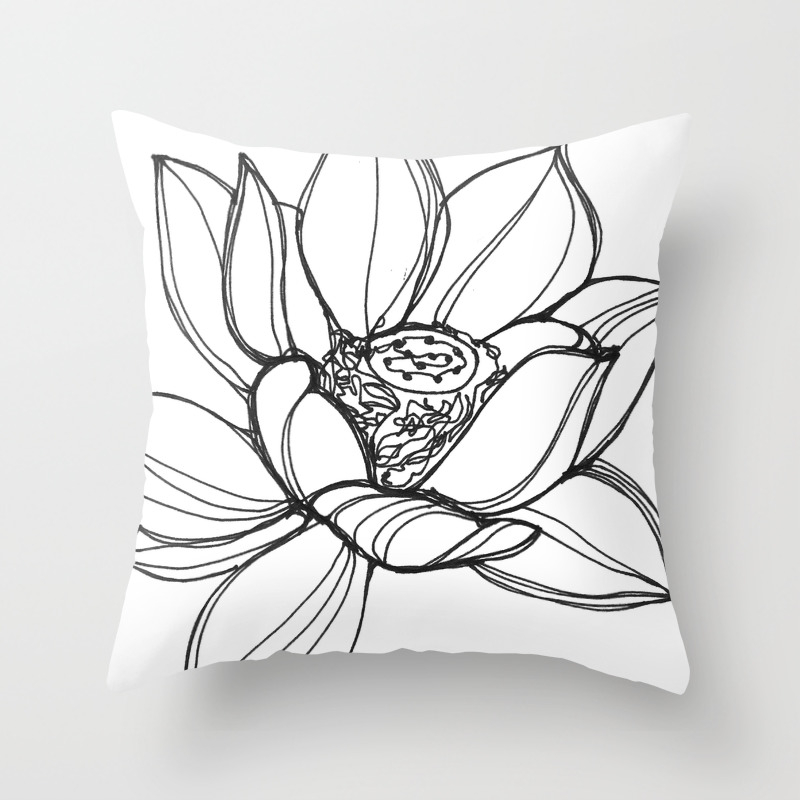 Lotus Flower A Continuous Line Drawing Throw Pillow By Kendrashedenhelm Society6
