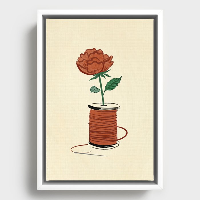 Rose and Thread Framed Canvas