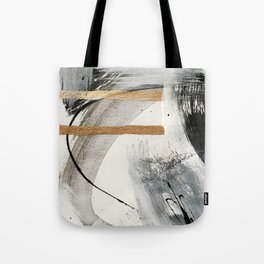Armor [7]: a bold minimal abstract mixed media piece in gold, black and white Tote Bag