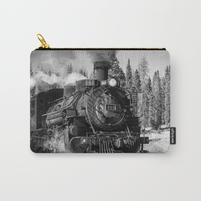 The 484 - Steam Engine Train Locomotive in Colorado in Black and White Carry-All Pouch