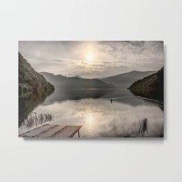 Lugano lake by sunrise Metal Print