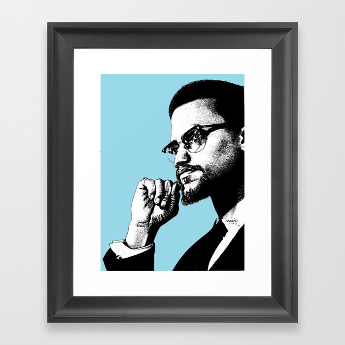 Malcolm X Blue Framed Art Print by theselfdetermined ...