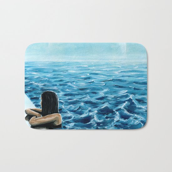 girl in the pool Bath Mat