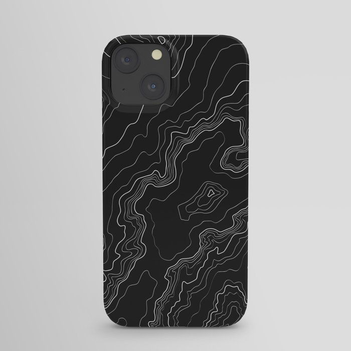 Black & White Topography map iPhone Case