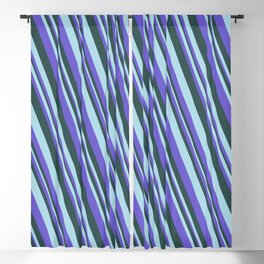 [ Thumbnail: Slate Blue, Dark Slate Gray, and Light Blue Colored Pattern of Stripes Blackout Curtain ]