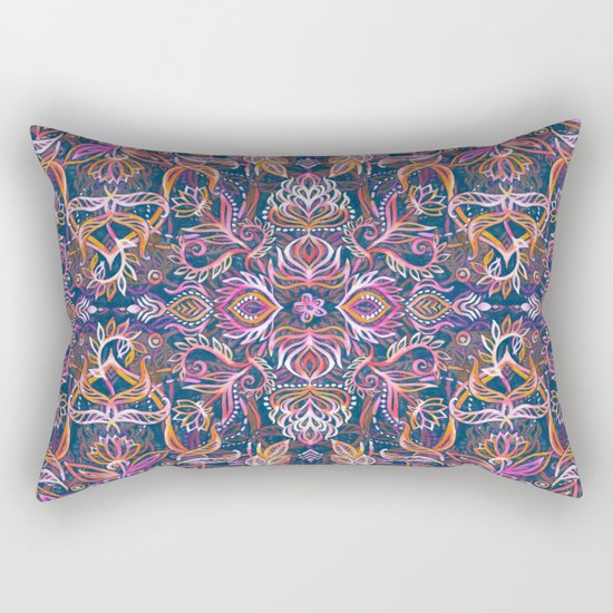 Vivid Celebration - a pattern in magenta, purple and orange Rectangular Pillow