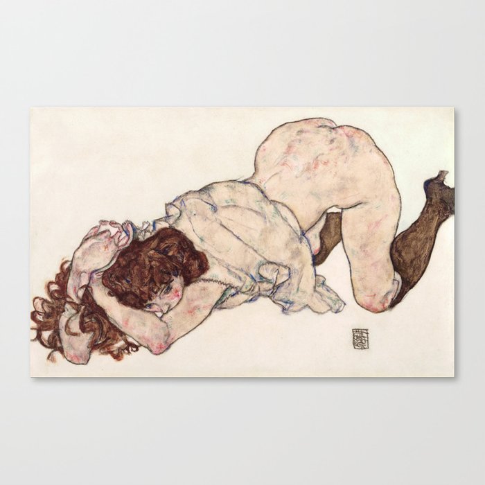 Kneeling Girl, Resting on Both Elbows Canvas Print
