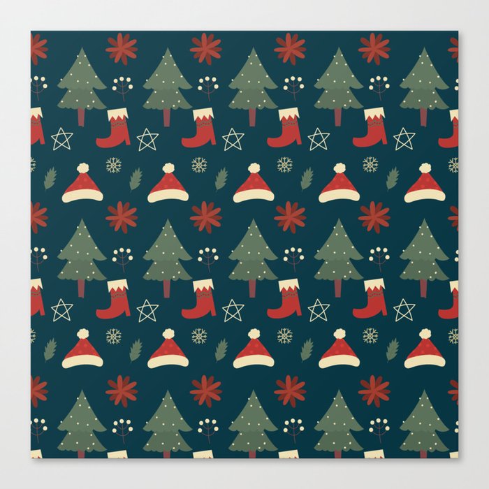 Christmas Pattern Retro Classic Items Canvas Print