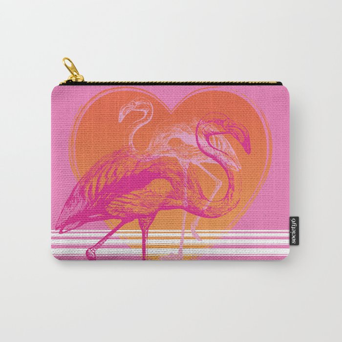 Flamingos at Sunset | Pink Flamingos | Vintage Flamingos | Two Flamingos | Flamingo | Modern Retro | Carry-All Pouch