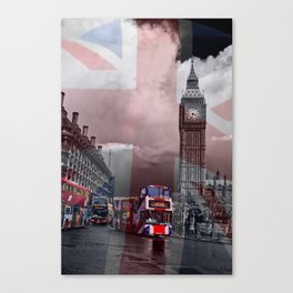 Union Jack Big Ben and London buses Canvas Print