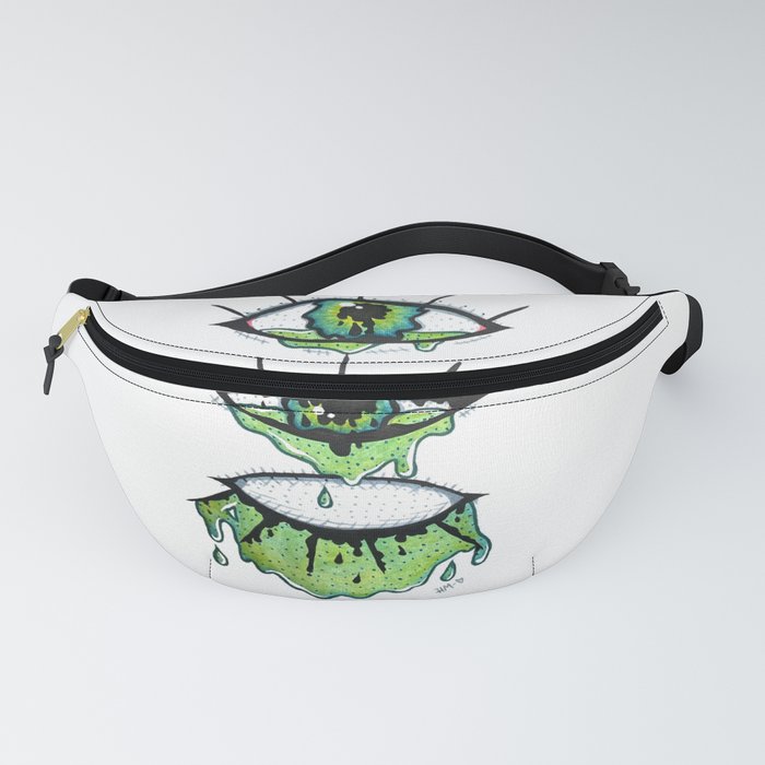 Hand Painted Watercolor Melting Green Eyes Fanny Pack