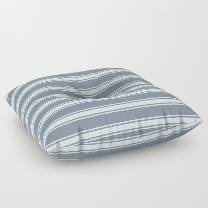 Light Slate Gray & Light Cyan Colored Lines/Stripes Pattern Floor Pillow