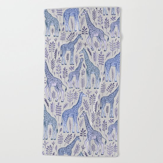 Blue Giraffe Pattern Beach Towel