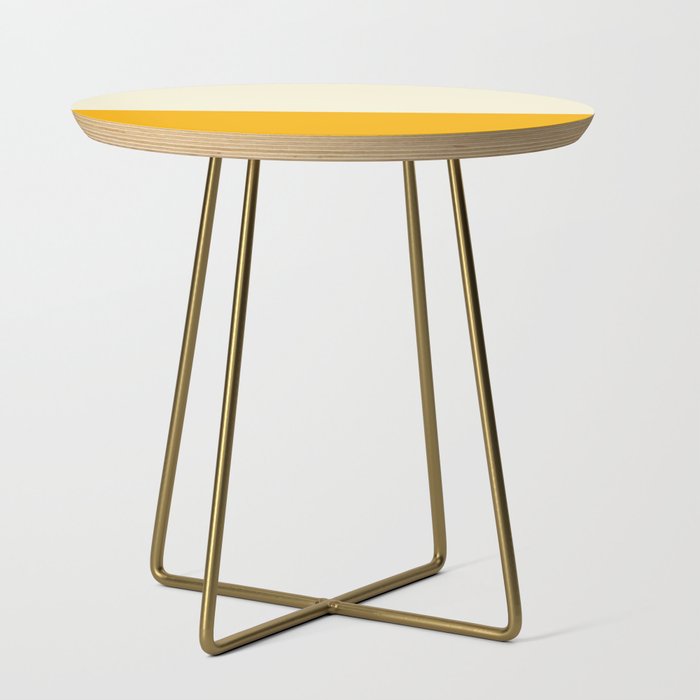 Minimalist Color Block Solid Stripe Pattern in Sunshine Saffron Yellow and Cream Side Table