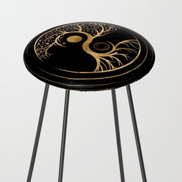 Yin Yang Tree of life - Fluorite and Gold Counter Stool