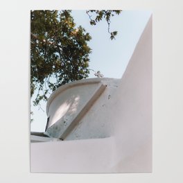 Minimalistic Greek Scenery | White Church Building in the Summer Sun | Cycladic Architecture | Travel Photography on Naxos, Greece Poster