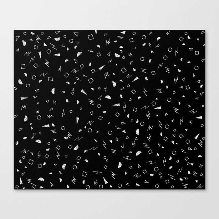 Random Pattern White Black Canvas Print