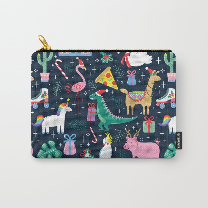 Christmas seamless pattern with cute funny animals  Carry-All Pouch