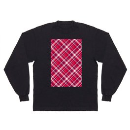 Retro Valentine's tartan texture red burgundy pattern Long Sleeve T-shirt