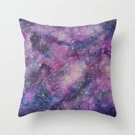 Watercolor Galaxy | Watercolor Space | Purple + Pink Galaxy Throw Pillow