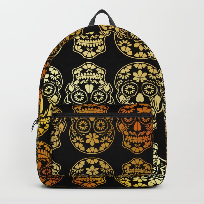 Golden Floral sugar skulls Backpack
