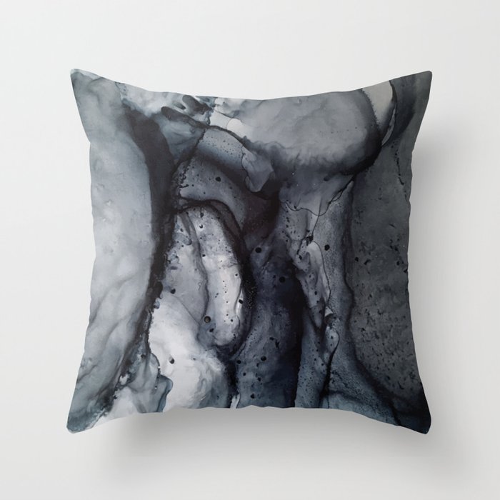 Smoke Diptych II - Alcohol Ink Painting Throw Pillow